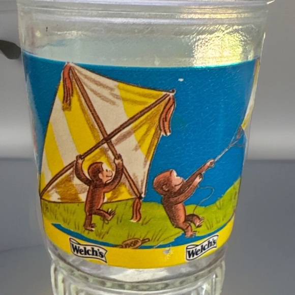 COPY - Curious George Welch’s Jelly Jar Glass #5 Blue Rare Juice Jam Grape Glas… - Picture 3 of 5